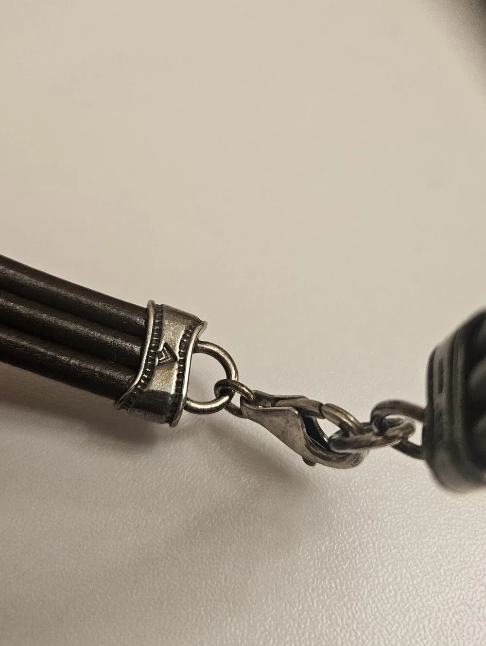 Mens Multi-Strand Black Leather Bracelet Sterling Silver Silpada Mens Rare Vtg